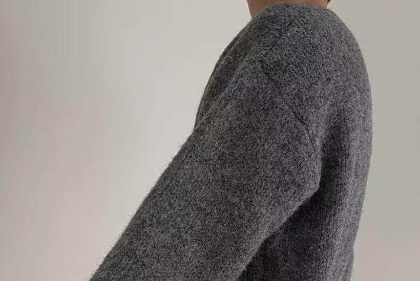 Crew Neck Plain Oversized Sweater Product Image