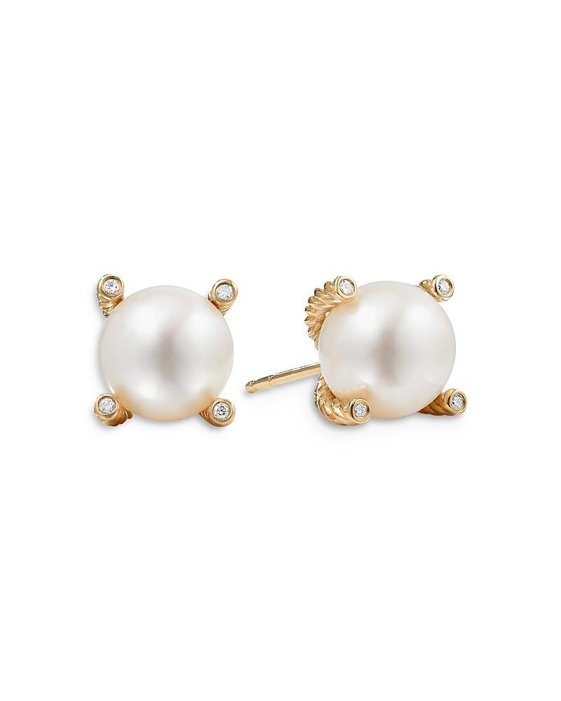 Womens Pearl Stud Earrings in 18K Yellow Gold Product Image