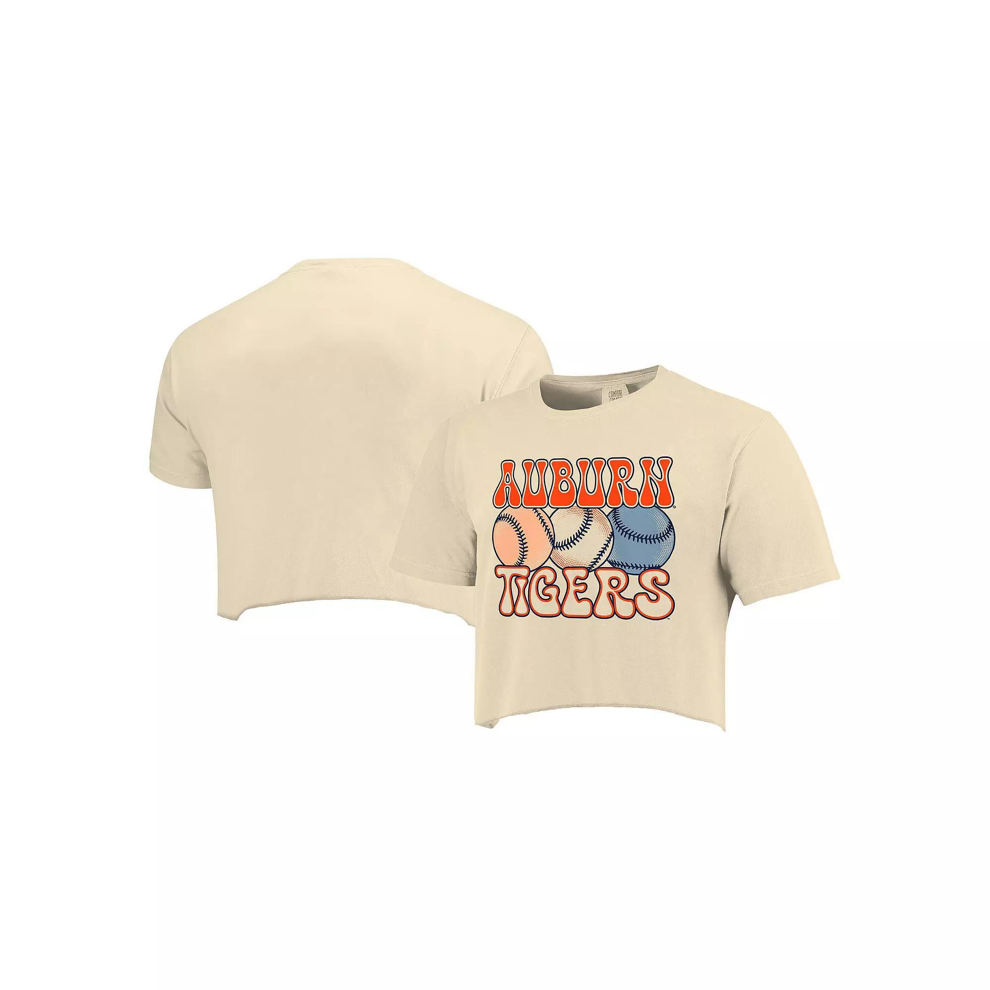 Women's Natural Auburn Tigers Comfort Colors Baseball Cropped T-Shirt, Size: XL, Beige Product Image