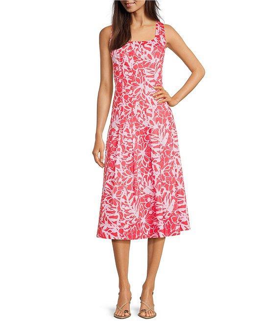 tyler boe Ginny Square Neck Sleeveless Pleated Midi Dress Product Image