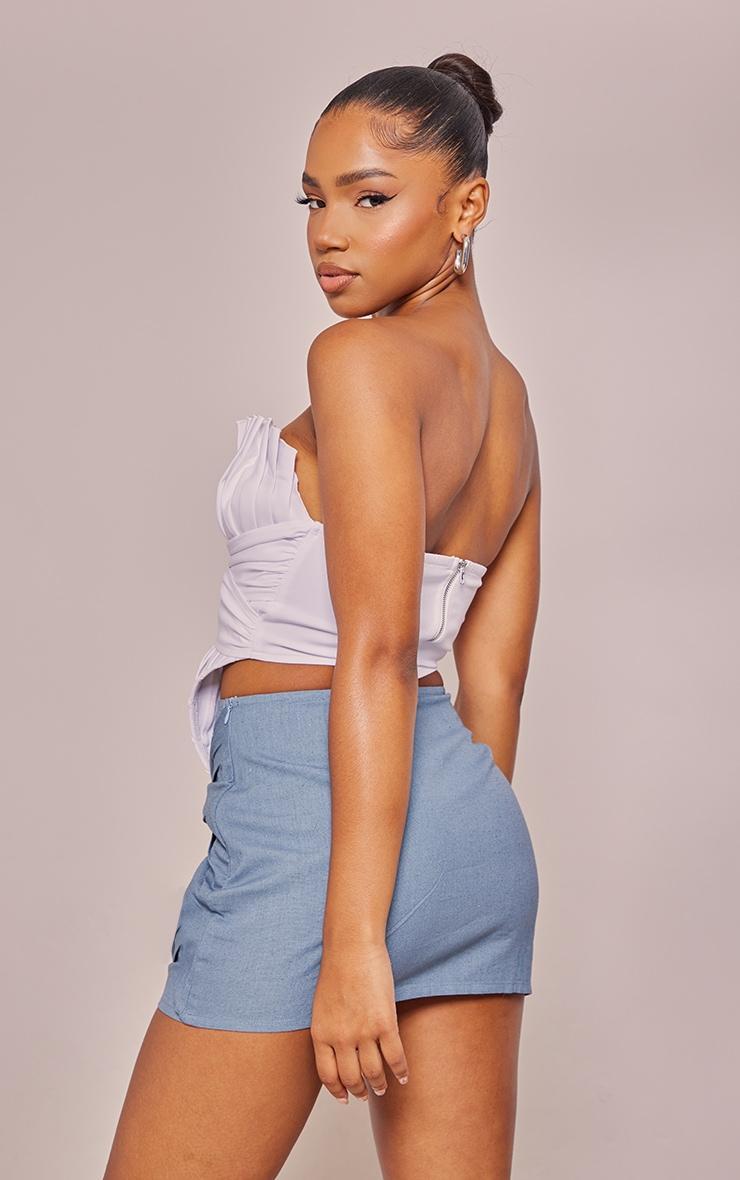 White Woven Pleated Drape Front Corset Product Image
