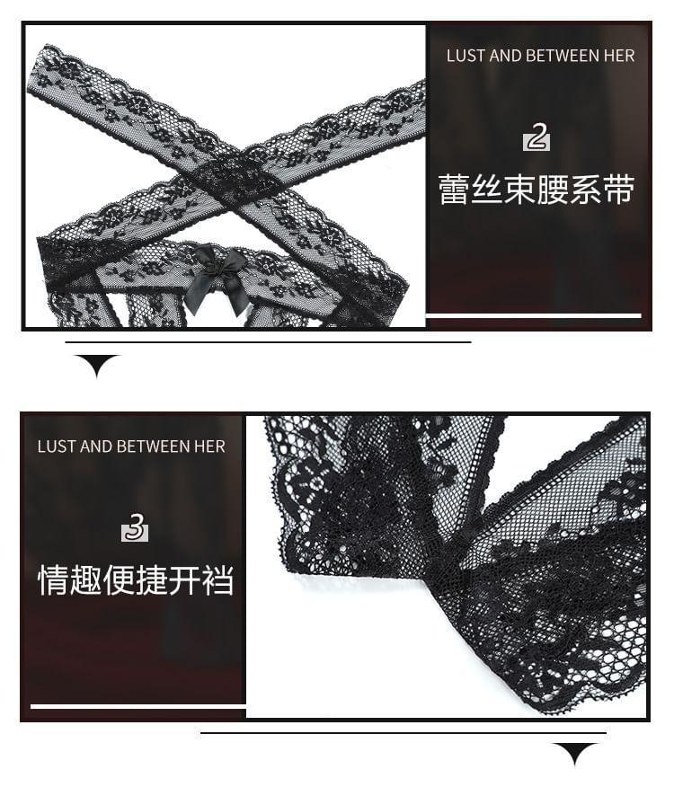 Lingerie Crotchless Lace Thong Product Image