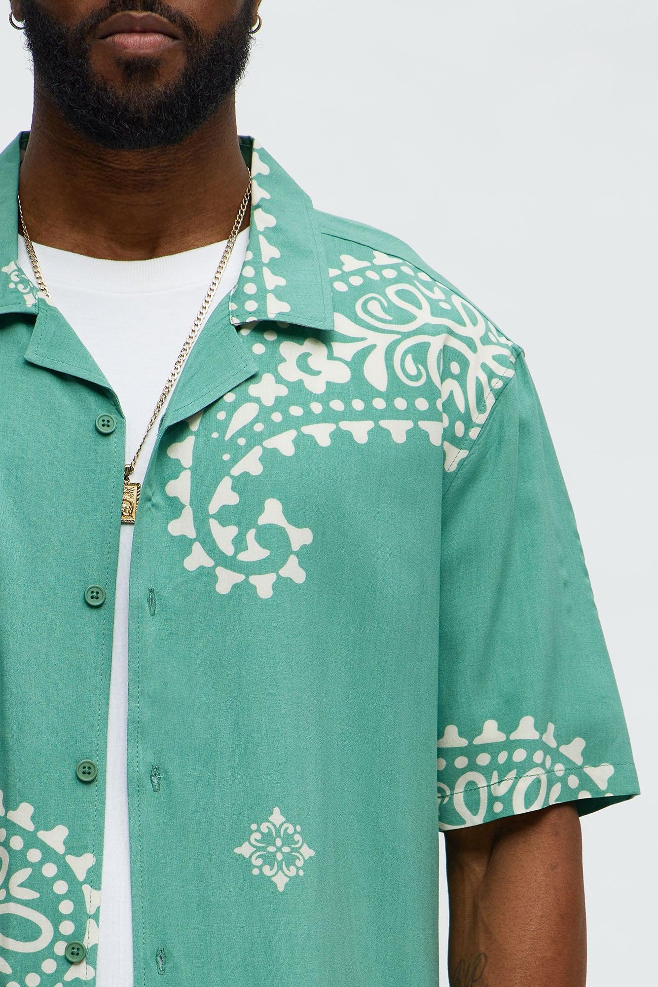 Paisley Rayon Shirt - Sage Product Image