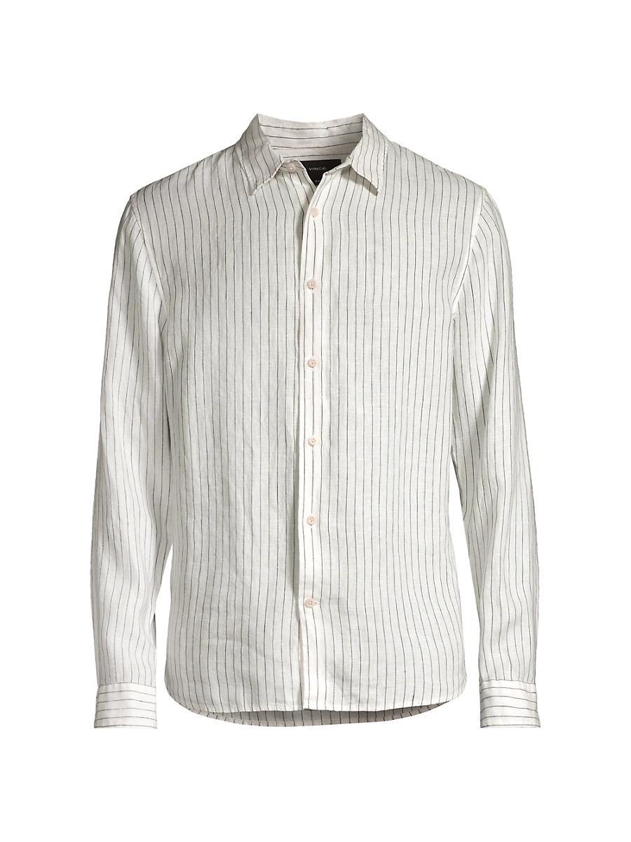 Mens Bayside Striped Linen Button-Front Shirt Product Image