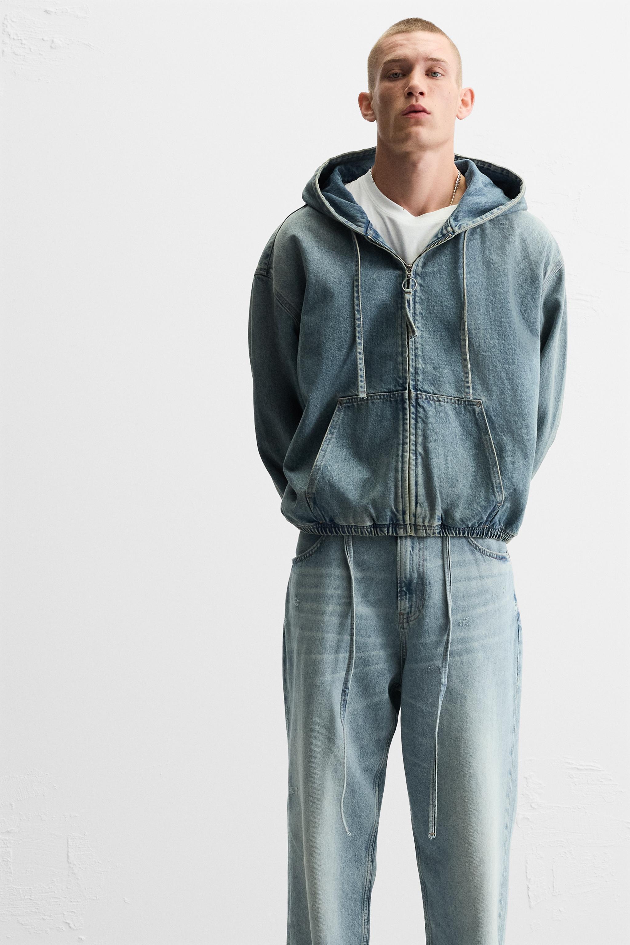 DENIM HOODED SWEATSHIRT Product Image