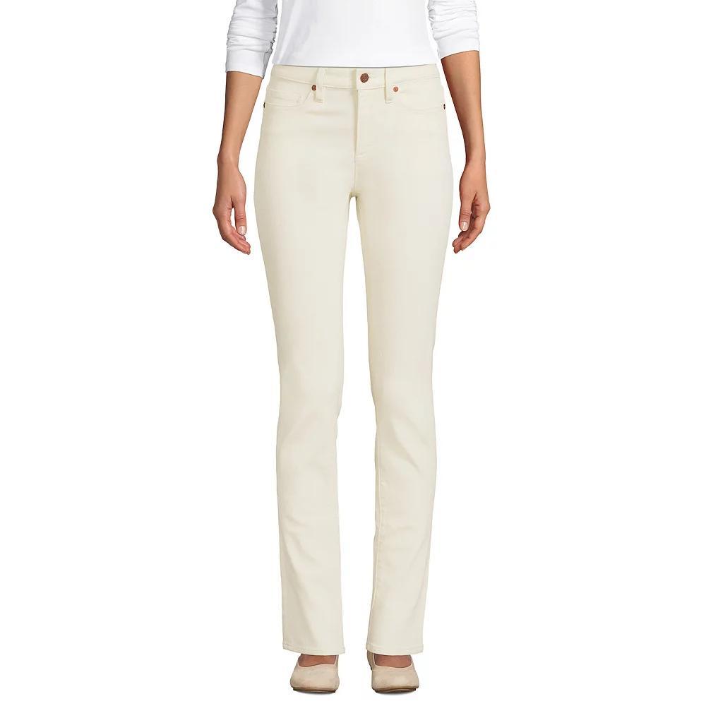 Women's Lands' End Recycled Denim Mid-Rise Straight-Leg Jeans, Size: 18X32, Natural Product Image