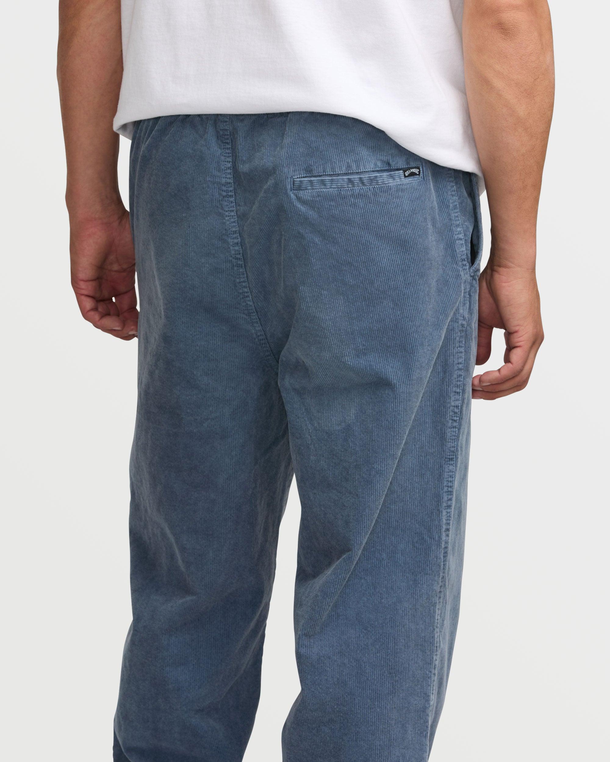 Larry Elastic Waist Corduroy Pants - Slate Blue Male Product Image