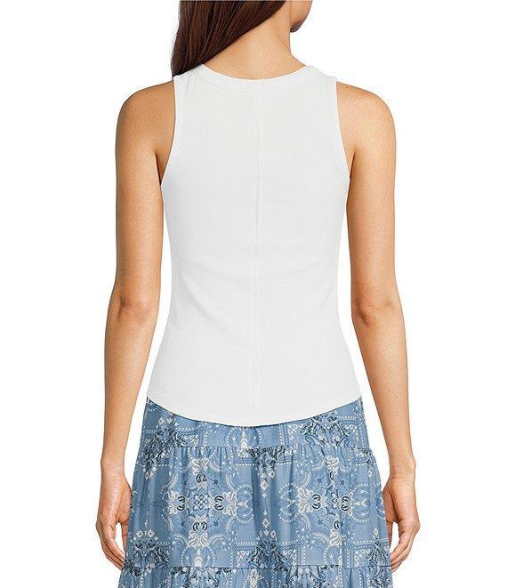 Reba Ribbed Knit Scoop Neck Sleeveless Tank Product Image