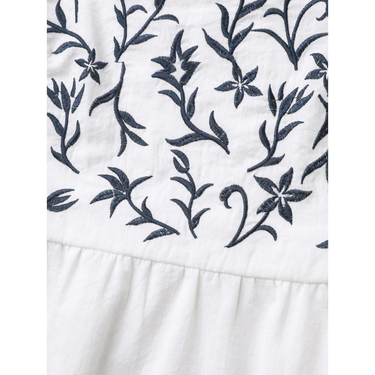 Plus Size Originalwhite Embroidered Layered Flutter Sleeve Blouse Women Resort Cap Sleeve Square Neck Vacation Blouses BloomChic 26/4X Product Image
