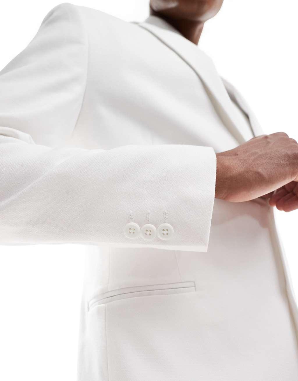 ASOS DESIGN slim fit suit jacket in white Product Image