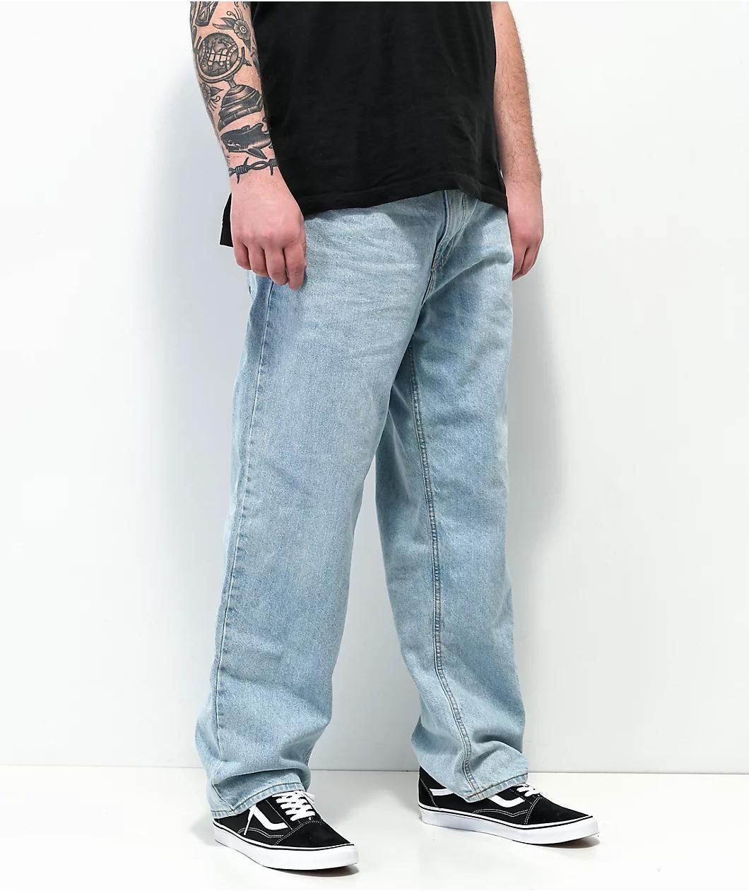 Empyre Loose Fit Light Wash Denim Skate Jeans Product Image