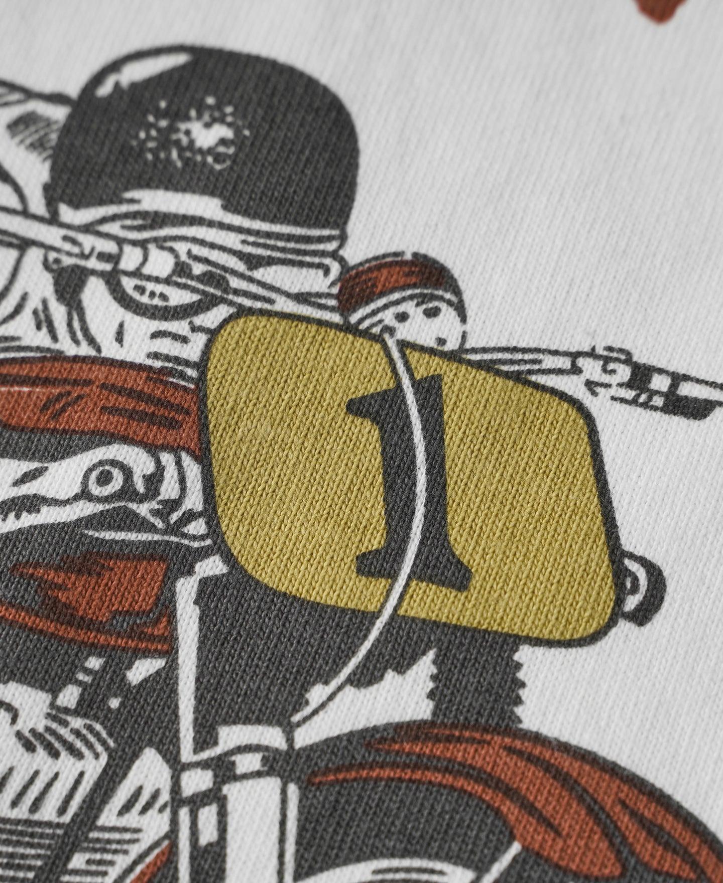 Retro Motorcycle Graphic T-Shirt - White Product Image