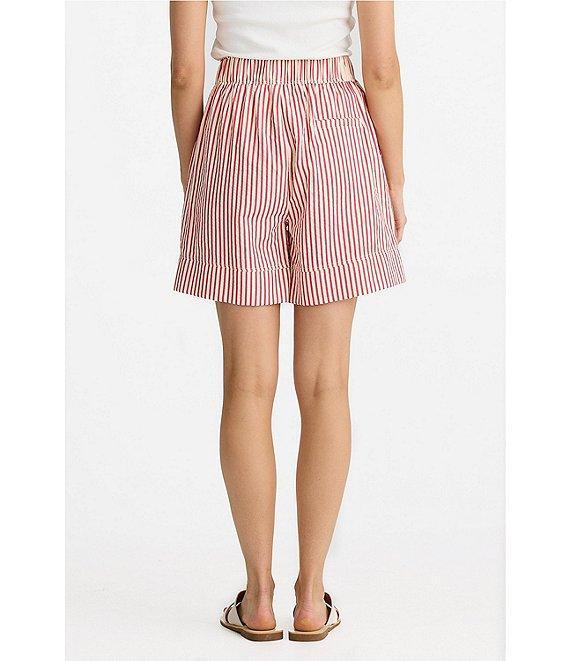 Brave + True Broadway High Rise Coordinaitng Elastic Waistband Pull On Striped Seersucker Shorts Product Image