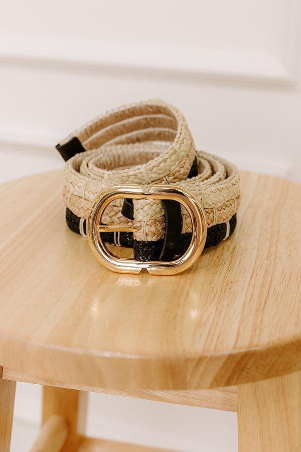 Coastal Cutie Raffia Woven Belt in Black Product Image