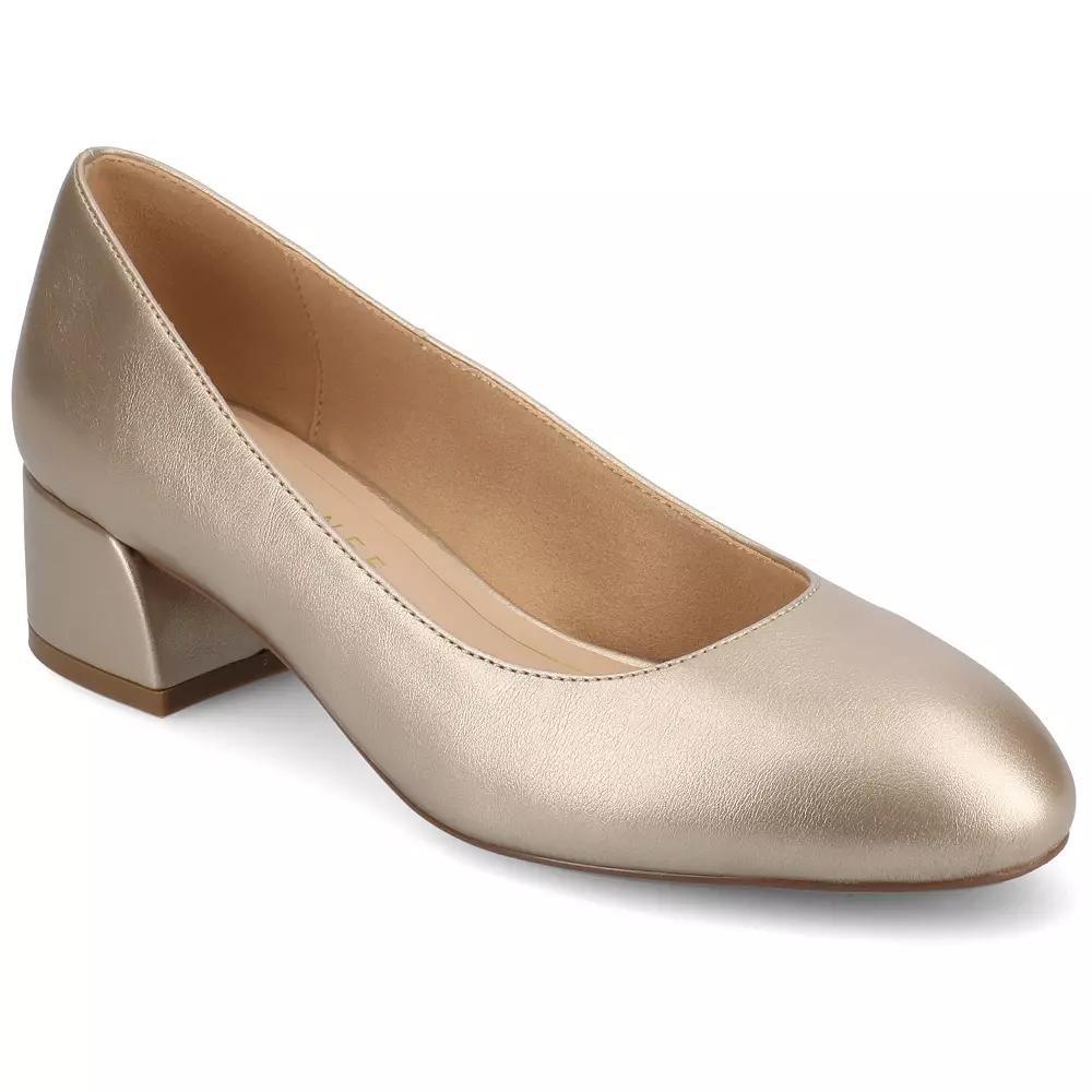 Journee Medium and Wide Width Saarii Women's Slip-On Block Heel Pumps, Size: 7, Beige Product Image