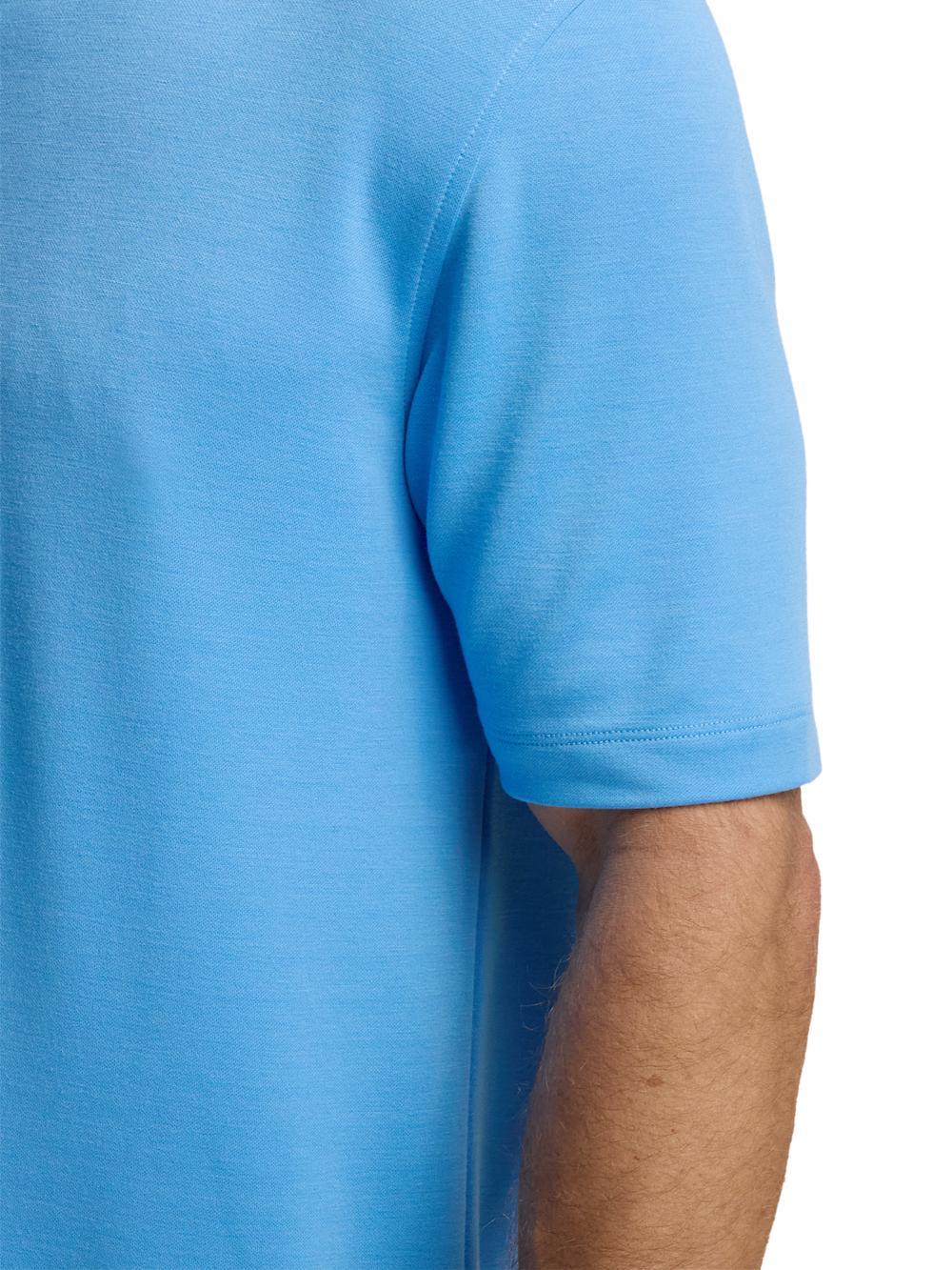 Lyocell Blend Quarter Zip Polo - Blue Product Image