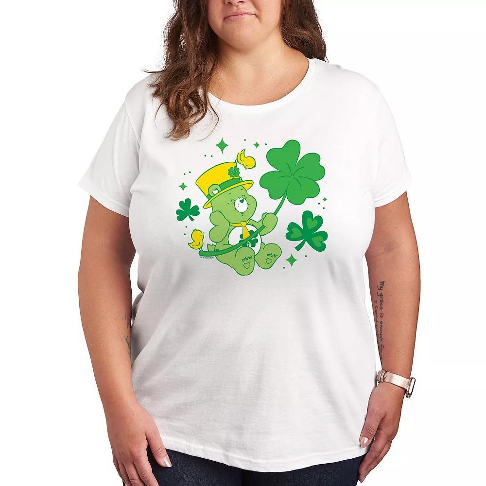 Plus Care Bears Good Luck Bear With Hat Graphic Tee, Womens Heather Grey Product Image