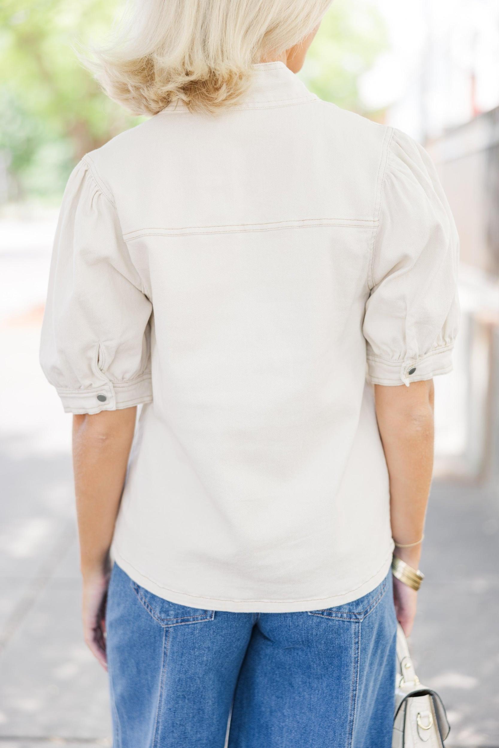 Be True Cream Denim Blouse Female Product Image
