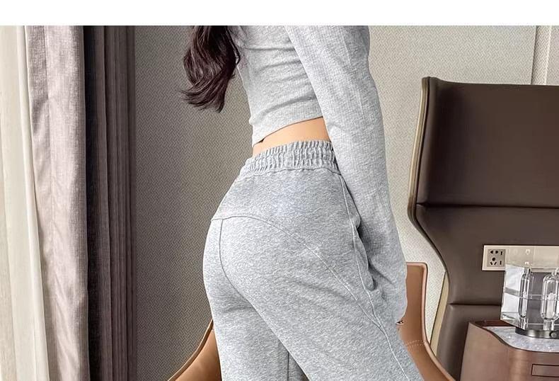 High Waist Plain Flared Sweatpants Product Image