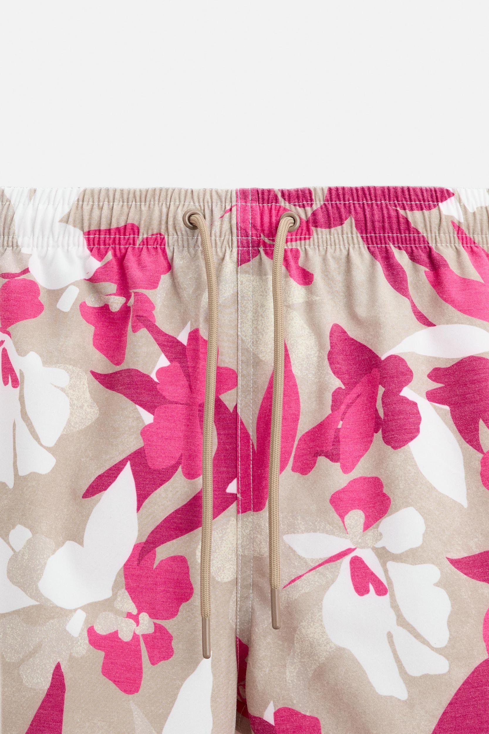 FLORAL PRINT SHORT SWIMMING TRUNKS Product Image