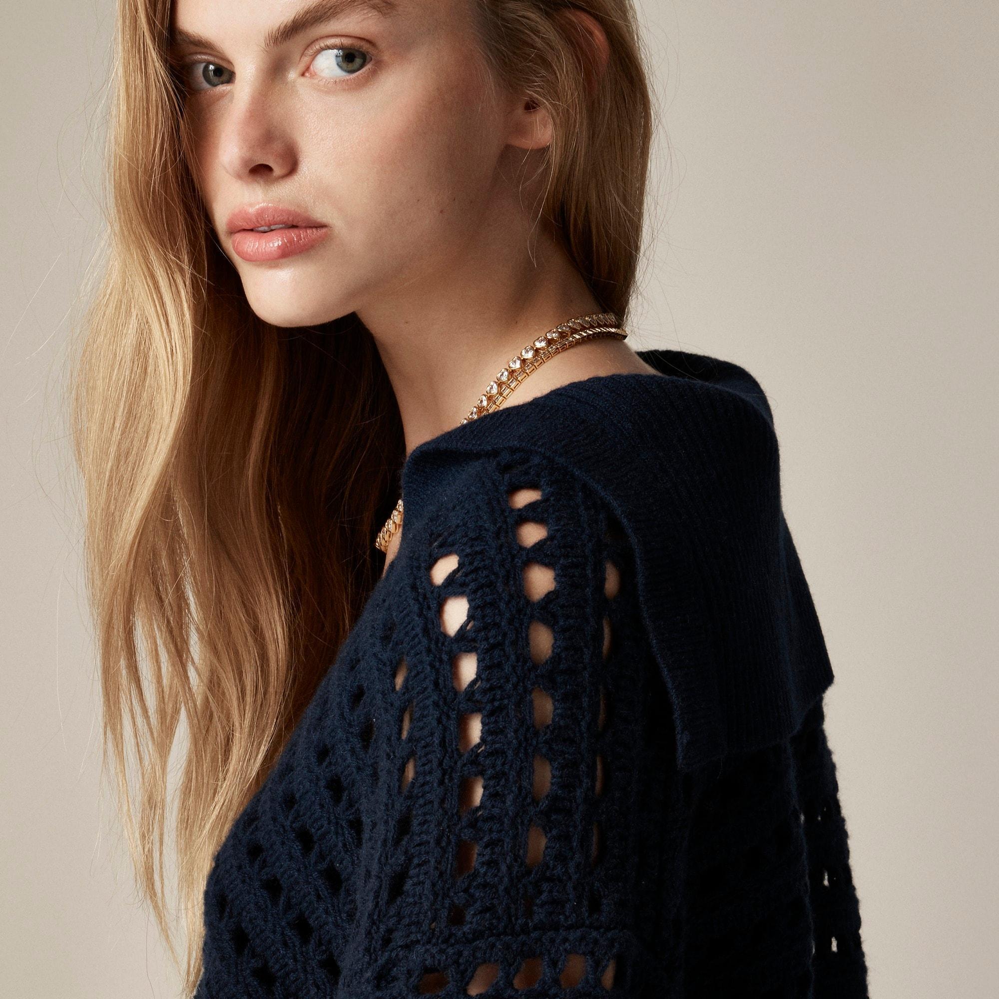 Collection cashmere sailor-collar pointelle sweater Product Image
