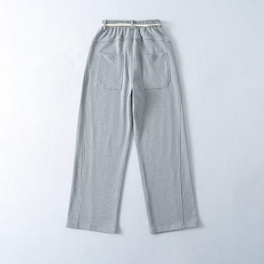 Drawstring Waist Wide Leg Sweatpants Product Image