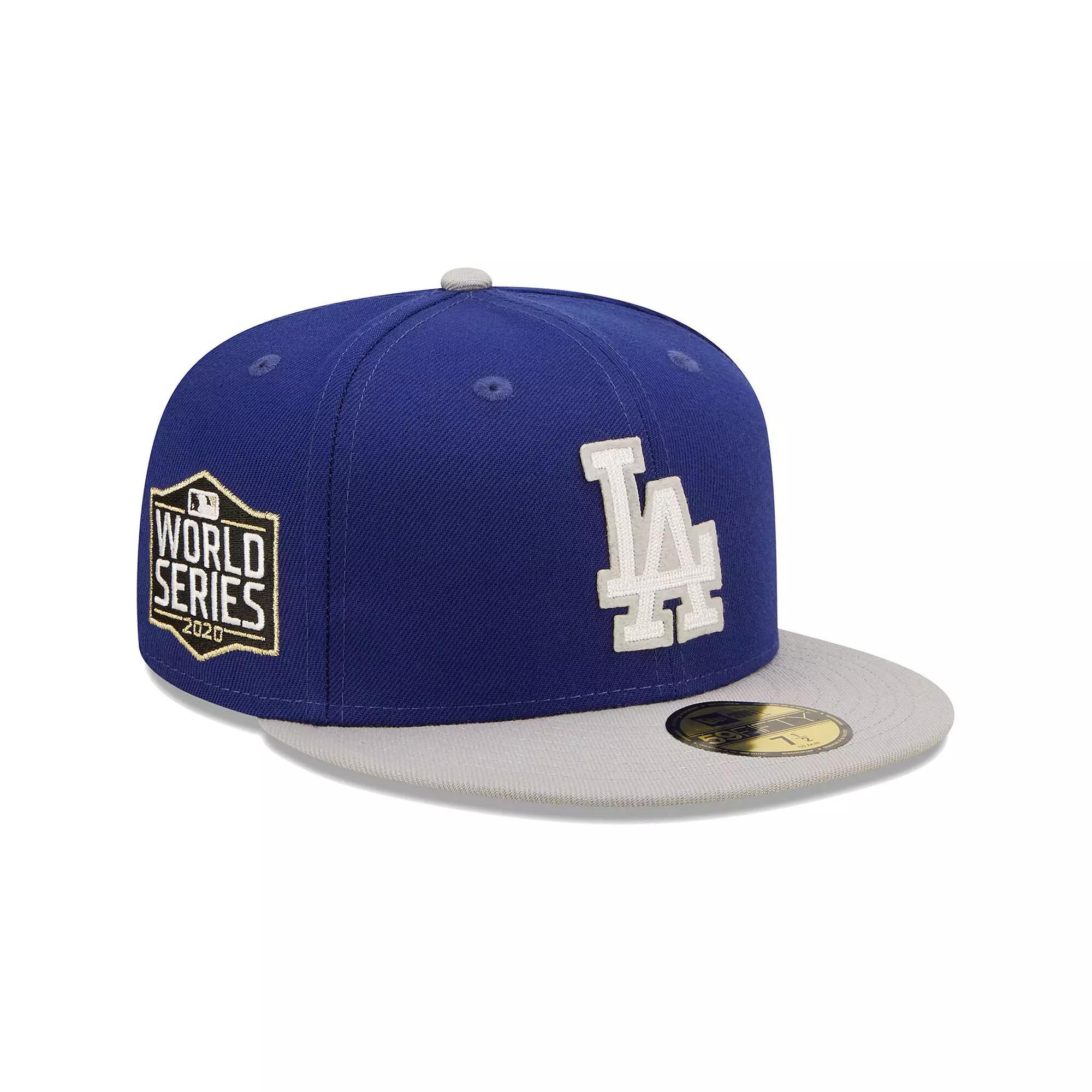 Men's New Era Royal/Gray Los Angeles Dodgers 2020 World Series Champions  Letterman 59FIFTY Fitted Hat, Size: 8, Blue Product Image