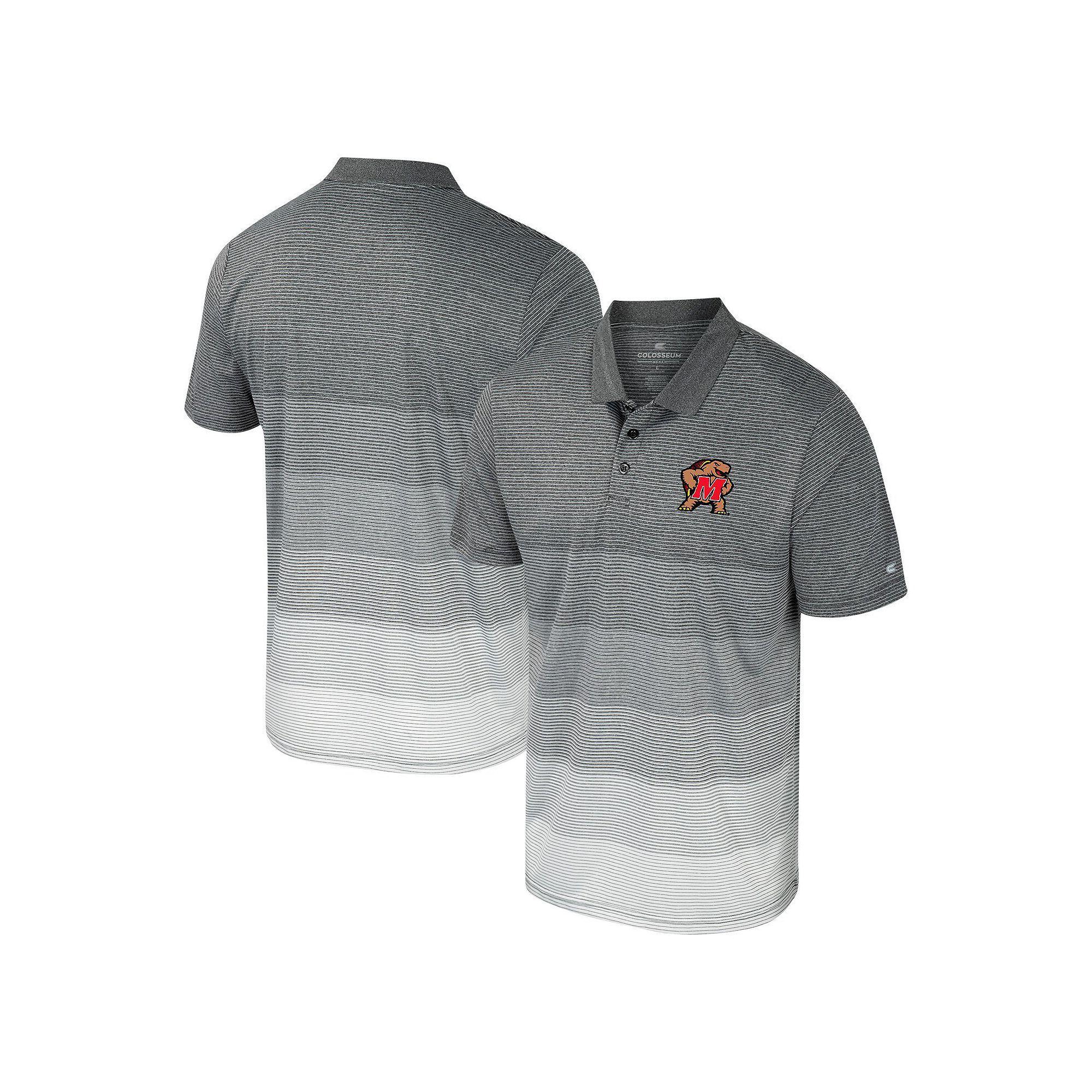 Men's Colosseum Gray Maryland Terrapins Striped Mesh Polo, Size: XL, Grey Product Image