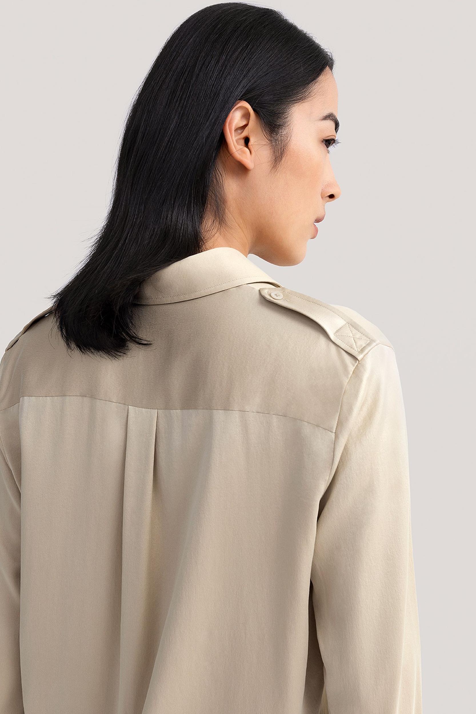 Sandwashed Silk Shirt With Epaulettes Product Image