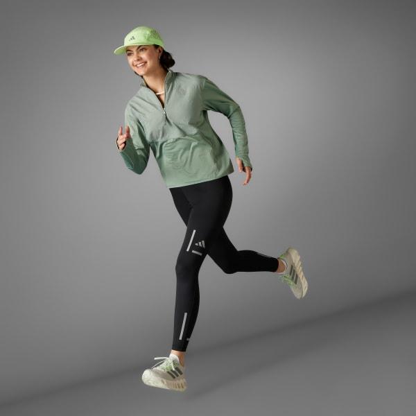 adidas Ultimate Hi Vis Reflective 1/2-Zip Top Silver Green S Womens Product Image