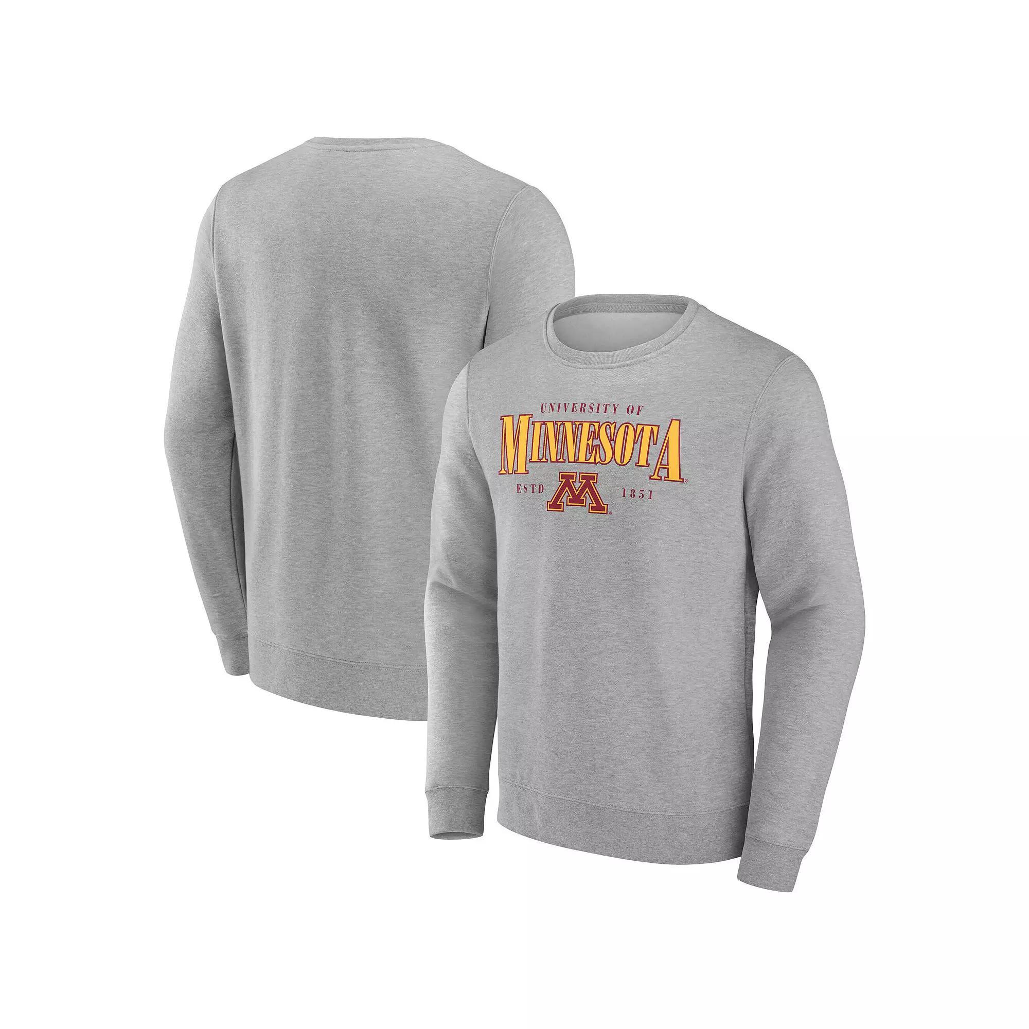 Men's Fanatics Gray Minnesota Golden Gophers True Classics Act Fast Fleece Pullover Sweatshirt, Size: Medium, Grey Product Image