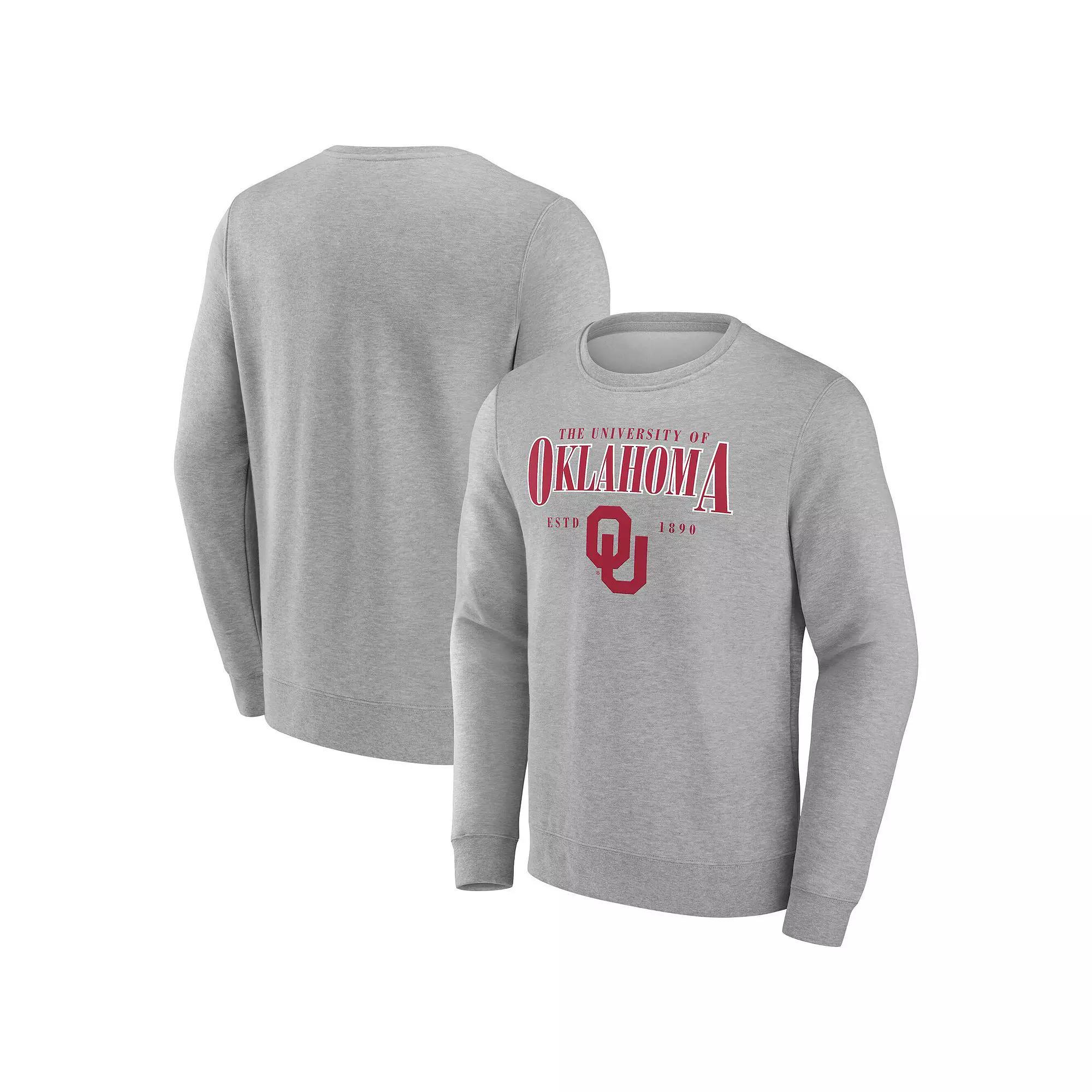 Men's Fanatics Gray Oklahoma Sooners True Classics Act Fast Fleece Pullover Sweatshirt, Size: 2XL, Grey Product Image