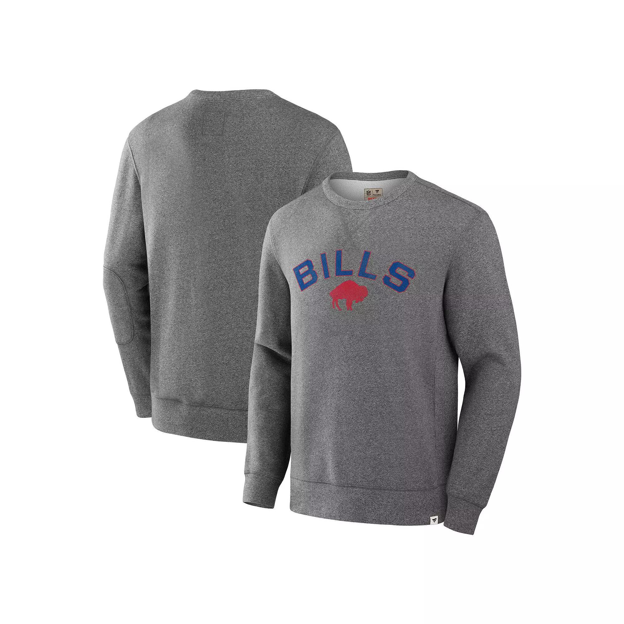Men's Fanatics  Heather Gray Buffalo Bills Loop Terry Pullover Sweatshirt, Size: 3XL, Grey Product Image