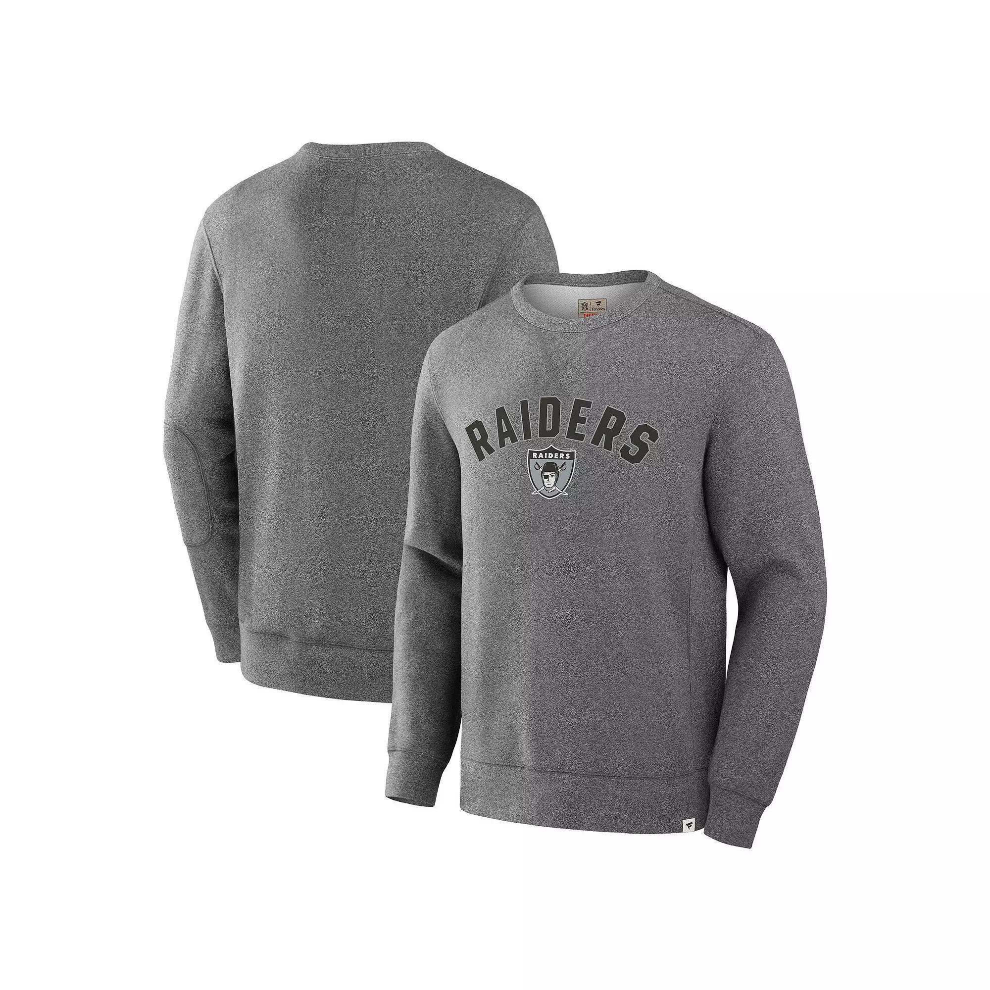 Men's Fanatics  Heather Gray Las Vegas Raiders Loop Terry Pullover Sweatshirt, Size: Medium, Lvr Grey Product Image