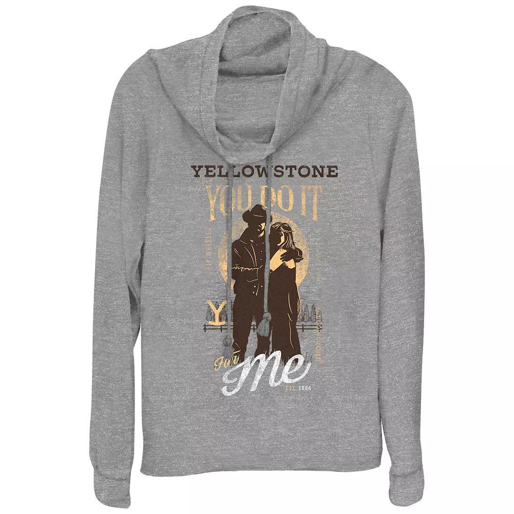 Women's Yellowstone You Do It For Me Cowlneck Graphic Lightweight Long Sleeve, Girl's, Size: Large, Gray Grey Product Image