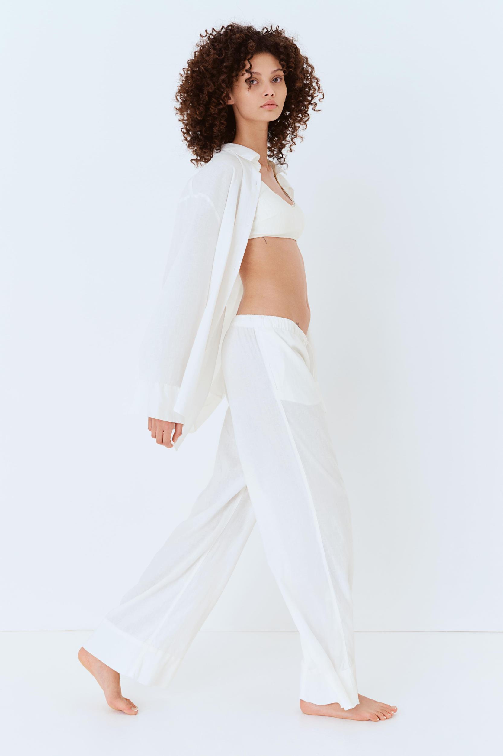 Wide-Leg Linen-Blend Pants Product Image