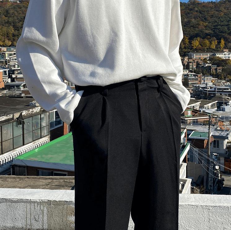 RT No. 3157 BLACK WIDE STRAIGHT PANTS Product Image