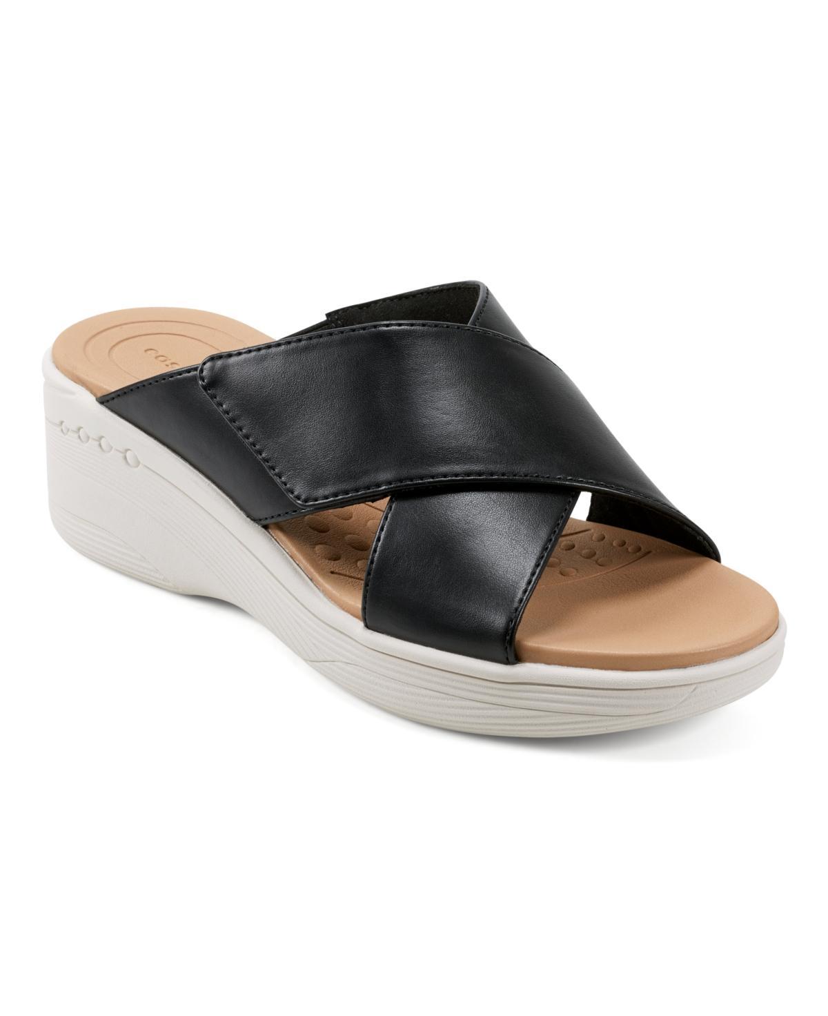 Easy Spirit Bindie Women's X-Band Wedge Slide Sandals, Size: 9, Black Product Image
