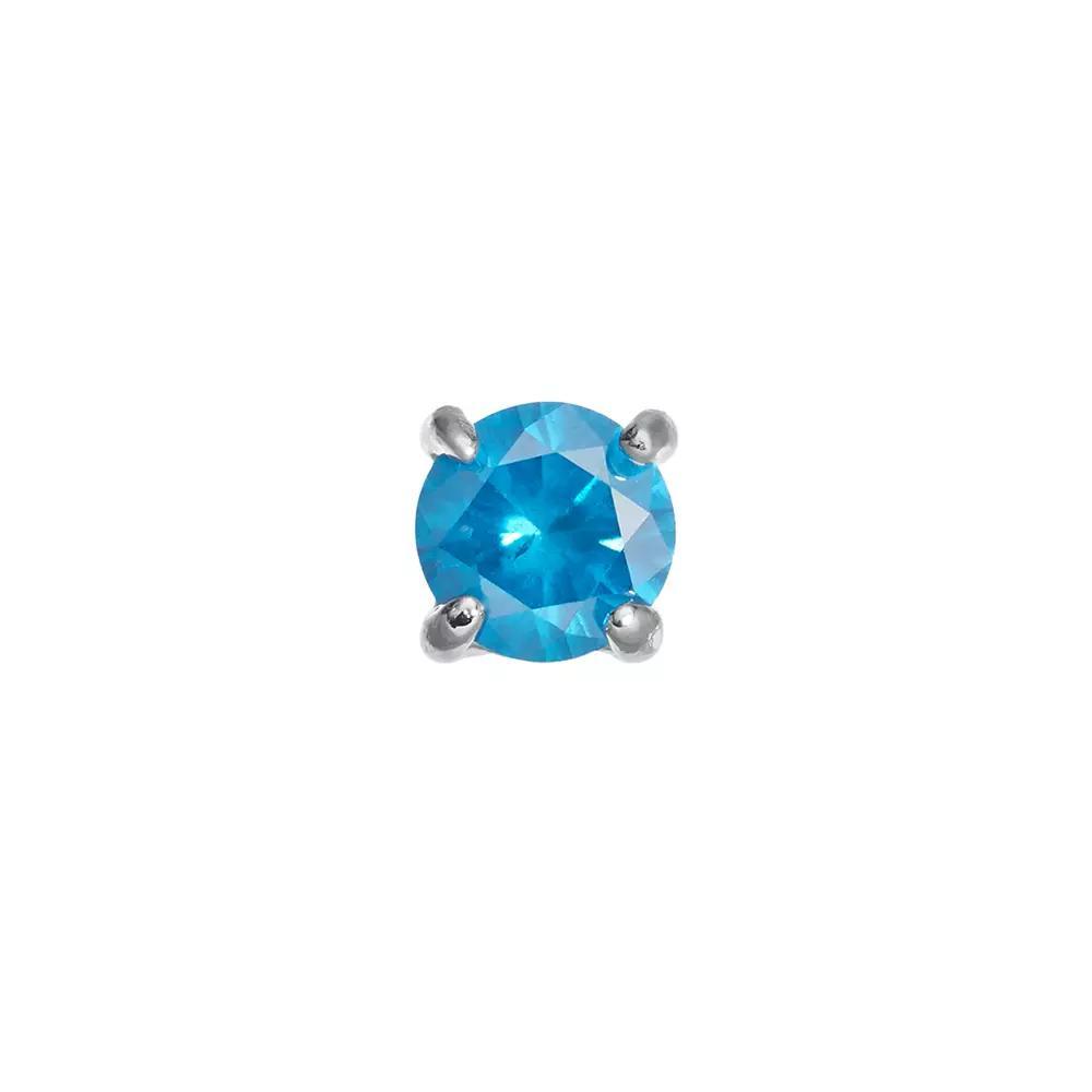 1/4 Carat T.W. Blue Diamond Stainless Steel Stud - Single Earring, Mens Product Image