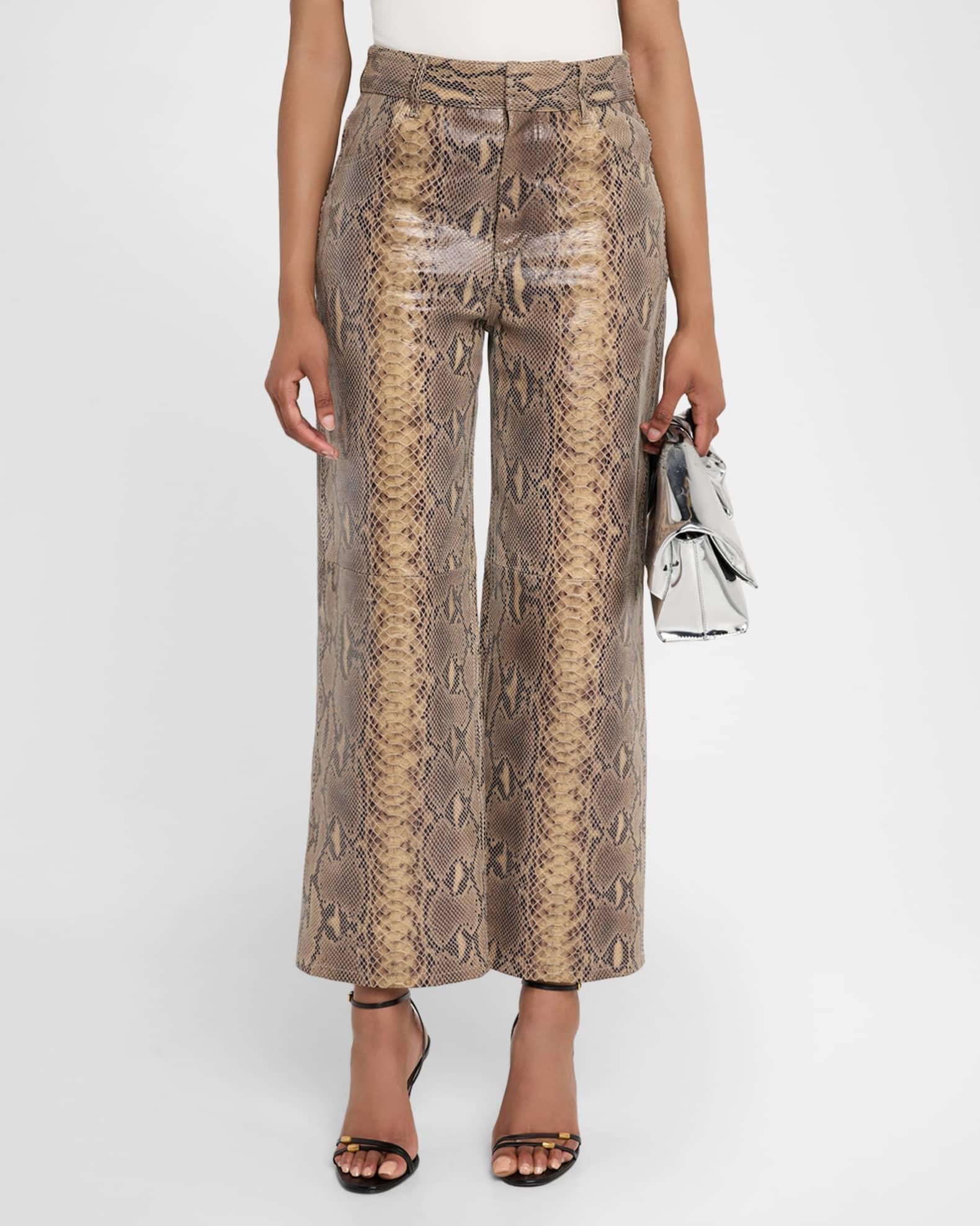 Cailys Cropped Snake-Embossed Leather Trousers Product Image