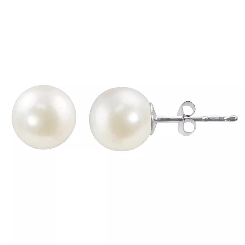 14k White Gold Akoya Cultured Pearl Stud Earrings, Womens Product Image