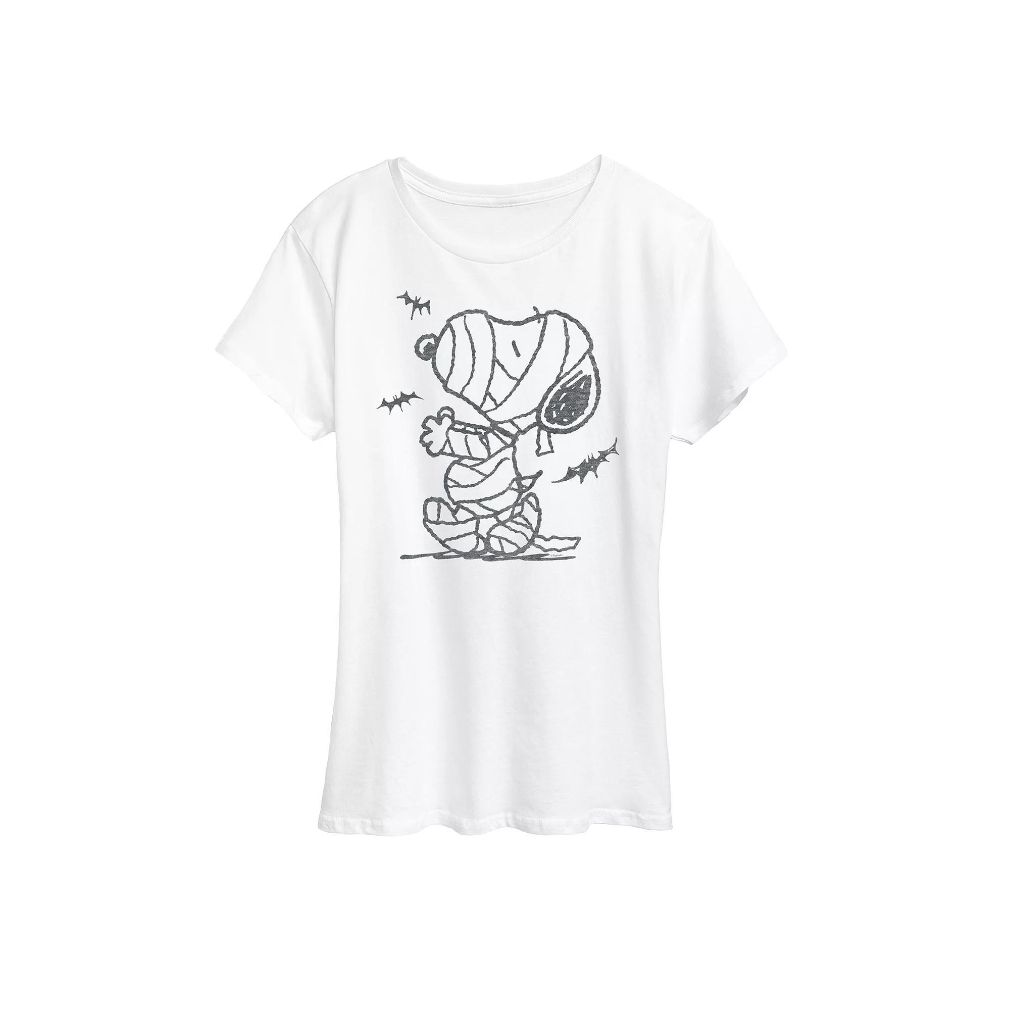 Women's Peanuts Snoopy Mummy And Bats Graphic Tee, Size: Small, White Product Image