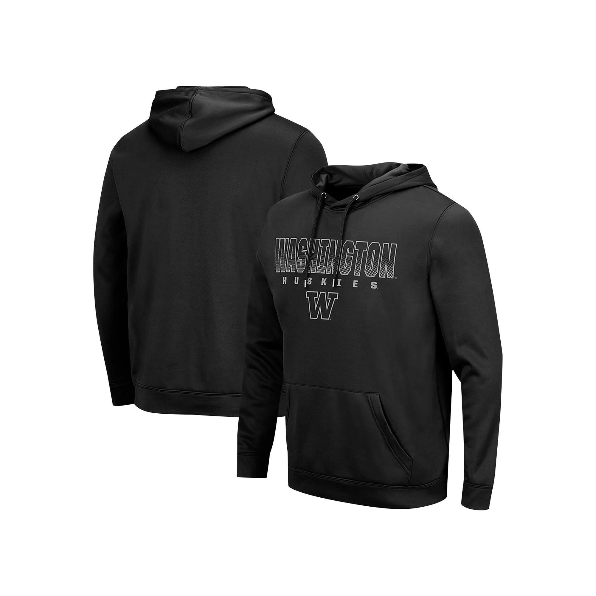 Men's Colosseum  Black Washington Huskies Blackout 3.0 Pullover Hoodie, Size: 3XL Product Image