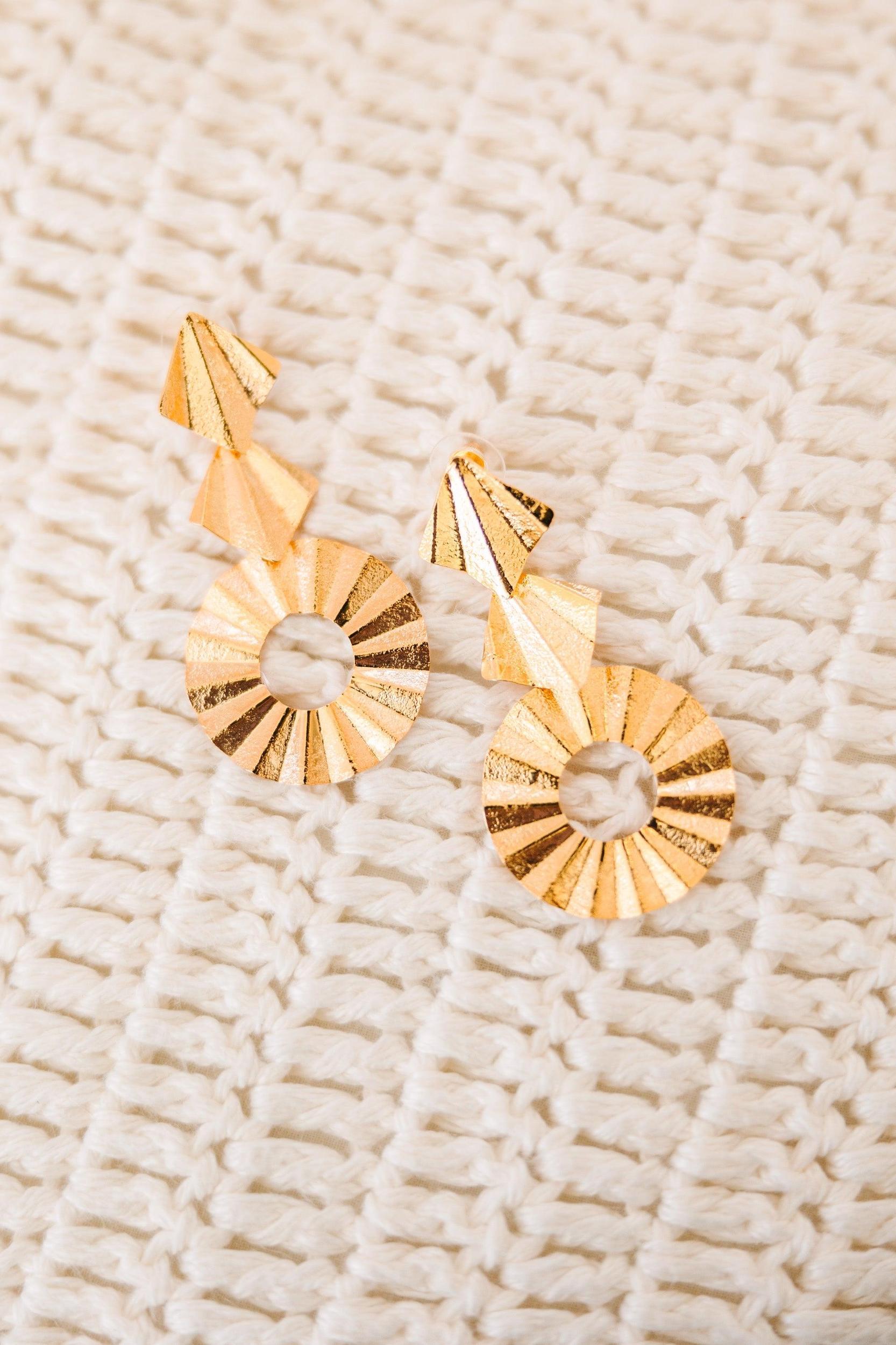 Treasure Jewels: Triple Ivy Gold Drop Earrings Female Product Image