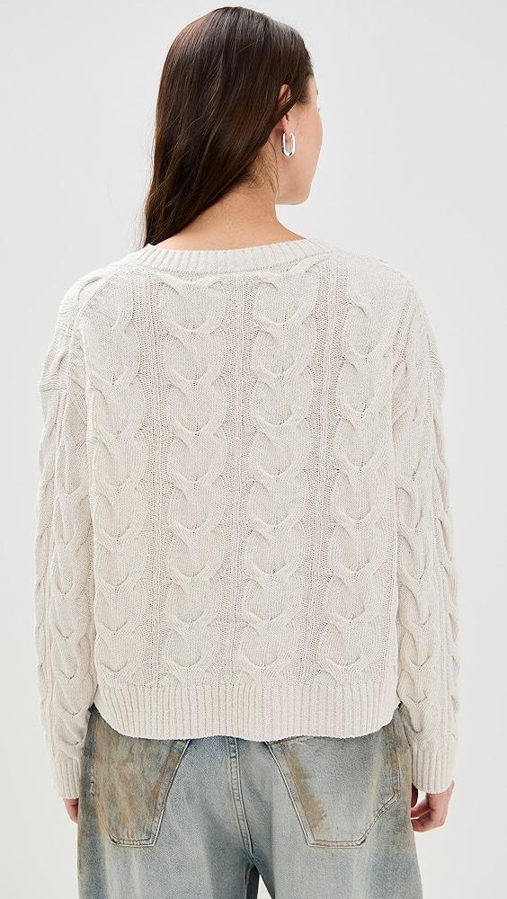 Free People Washed Cable V Neck | Shopbop Product Image