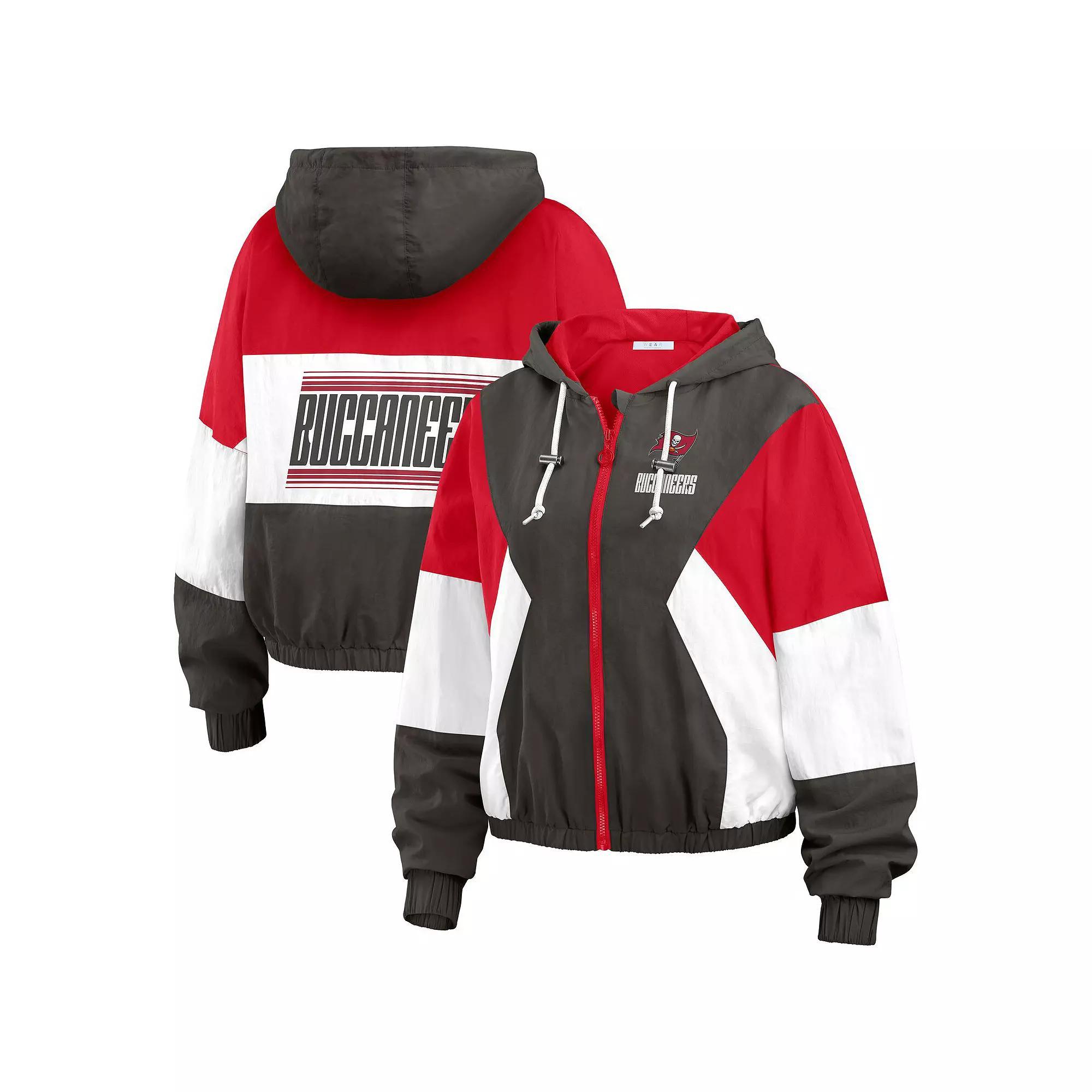 Women's WEAR by Erin Andrews  Red Tampa Bay Buccaneers Color Block Full-Zip Windbreaker Jacket, Size: 2XL Product Image