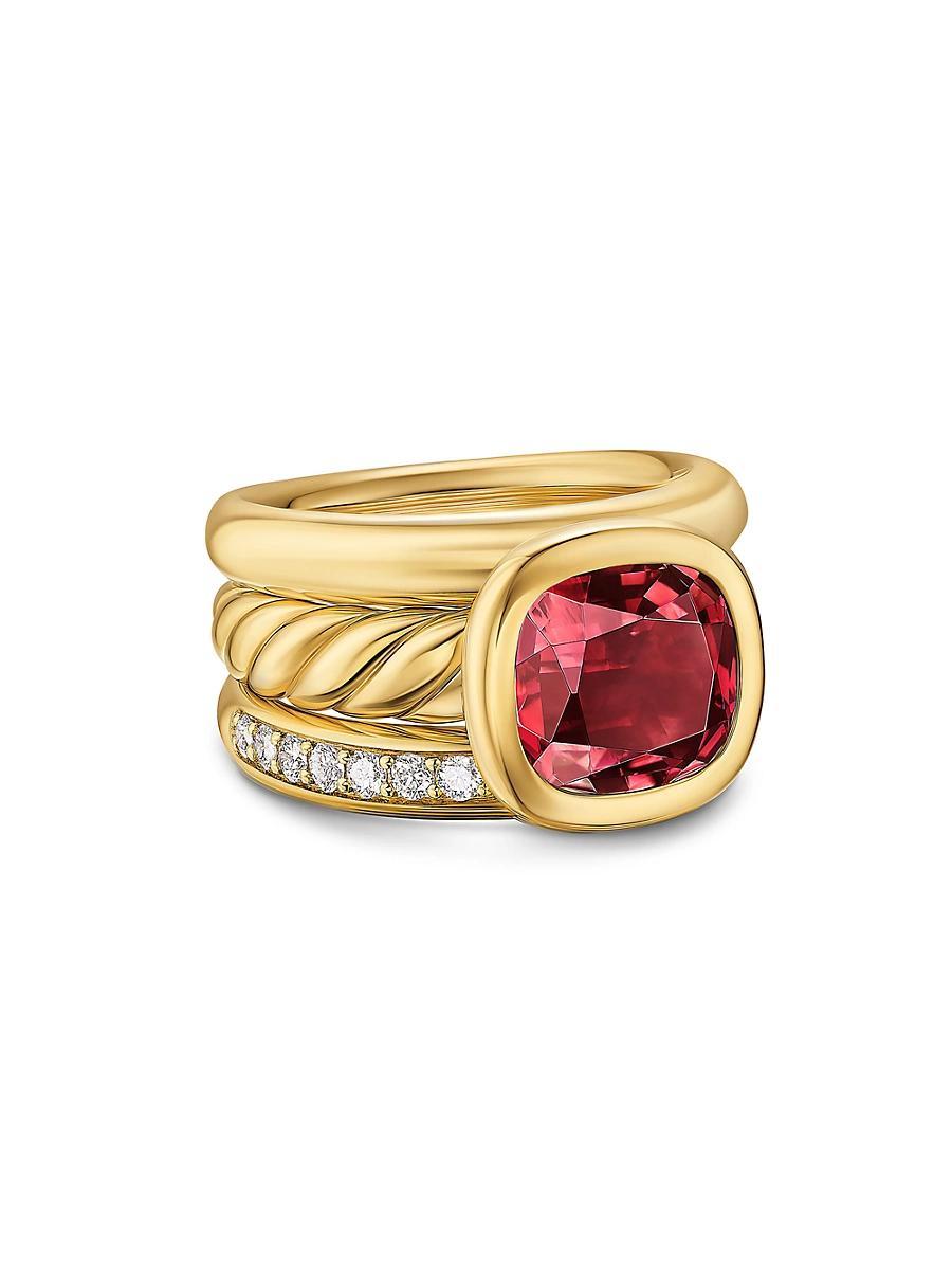 Womens DY Mercer Three Row Stone Ring in 18K Yellow Gold Product Image