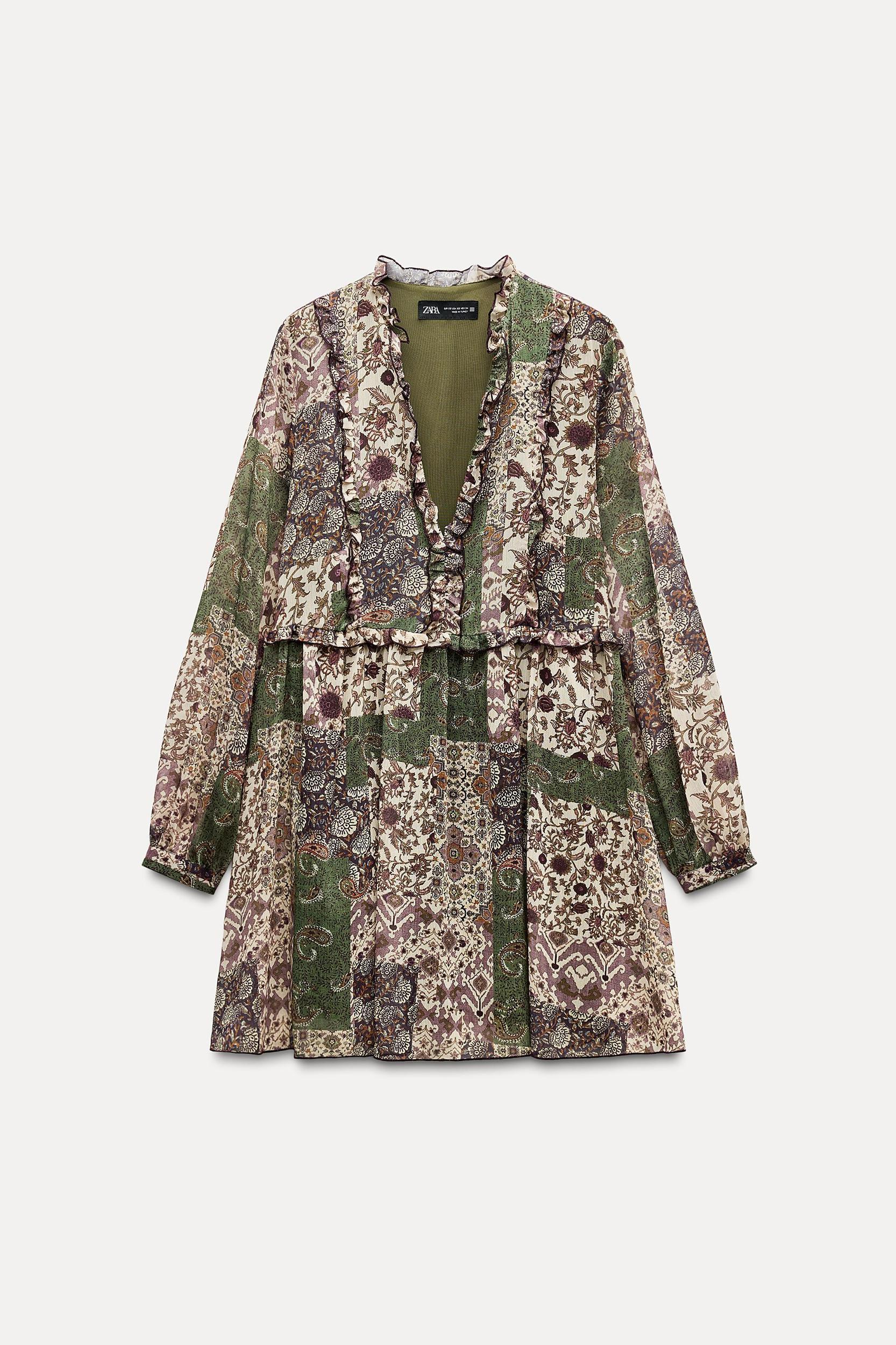 RUFFLED PRINTED MINI DRESS Product Image