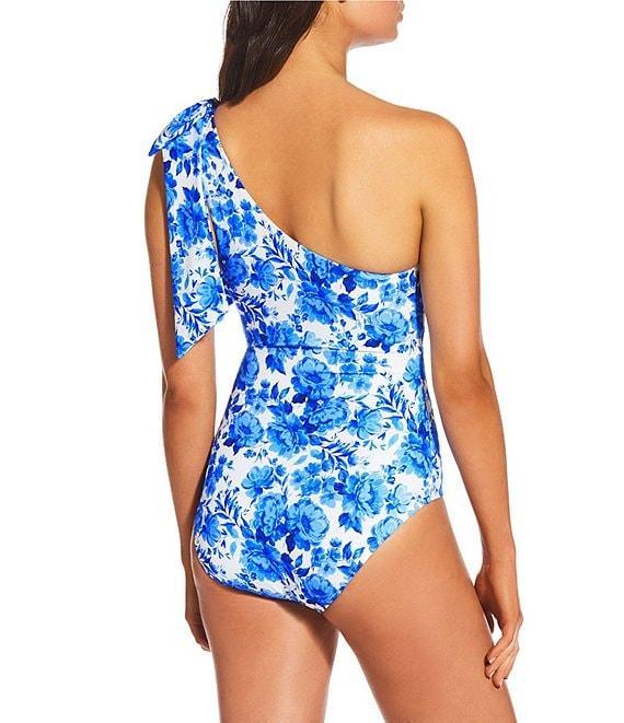 Alex Marie Signature Sculpt Romantic Rose Bow One Shoulder One Piece Swimsuit Product Image