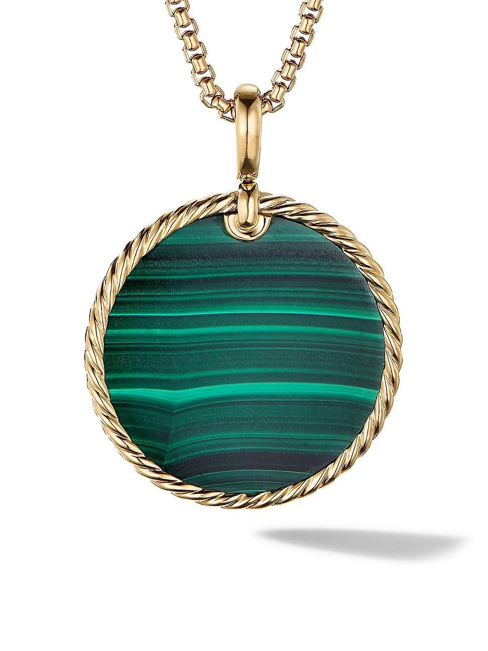 David Yurman 18K Yellow Gold Dy Elements Disc Pendant with Malachite Product Image